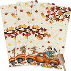Thanksgiving Kitchen Towels, Absorbent Microfiber Kitchen Dish Hand Tea Bath Towel, Fall Scarecrows Maple Leaf Truck Beige Quick Dry Cleaning Cloth Dishclothes Decorative Sets, (3-PC, 18x28) by ZOE+GARDEN