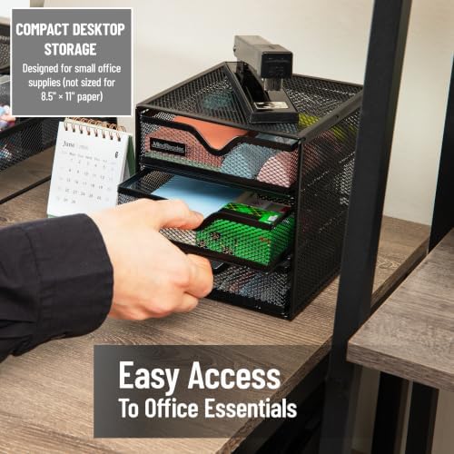 Mind Reader 3-Drawer Desktop Organizer for Small Office Supplies, Black