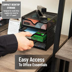 Mind Reader 3-Drawer Desktop Organizer for Small Office Supplies, Black