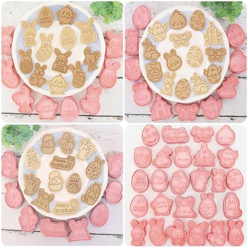 26pcs Easter Cookie Cutters Stamps Biscuit Baking Tools Embossing Cookie Molds …