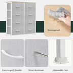 8-Drawer Dresser for Bedroom, Anti-Tip Tall Storage Organizer