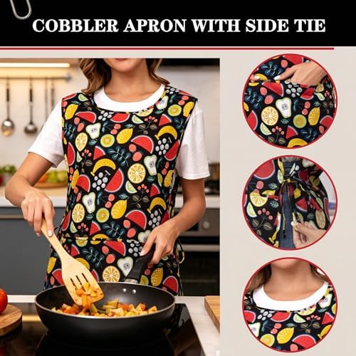 Nanxson Women Cobbler Apron with Pockets Printed Smock with Side Ties