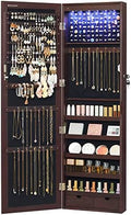 SONGMICS 6 LEDs Mirror Jewelry Cabinet, 47.2-Inch Tall, Lockable