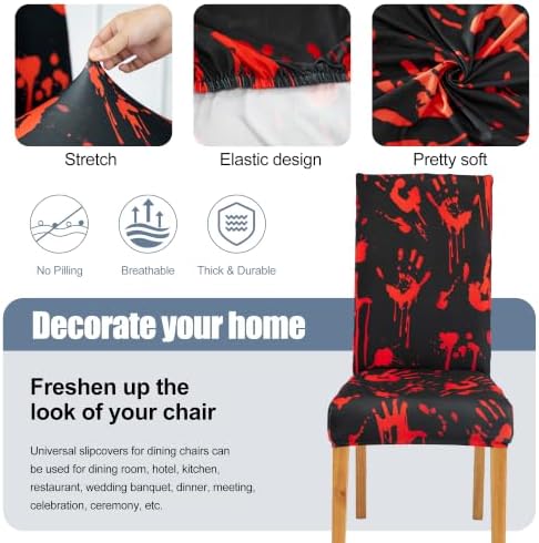Halloween Chair Covers, Spooky Dining Chair Slipcovers, Stretch Fit