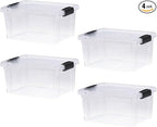 Superio Storage Bins with Lids- 4 Pack, 6.6 Qt Clear Boxes by Superio