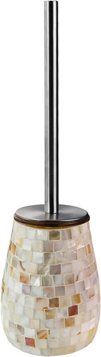 WDHODEC Natural Shell Toilet Brush and Holder Set Mosaic Glass, Stainless Steel - Image 7