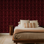FLFK Dark Red Wallpaper Gothic Peel and Stick Wallpaper 16" x 128"