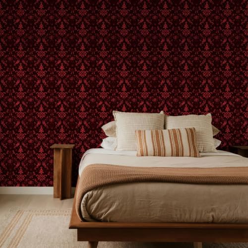 FLFK Dark Red Wallpaper Gothic Peel and Stick Wallpaper 16" x 128"