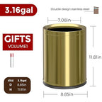 12L/3Gal Antique Brass Bathroom Trash Can, Brushed Brass Garbage can, Small - Image 6