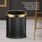 10L/2.6GAL Black and Gold Open Top Trash Can - Image 2