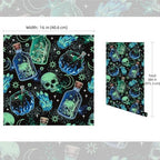 FLFK Peel and Stick Wallpaper, Skulls and Magic Cauldrons, 16" x 384"