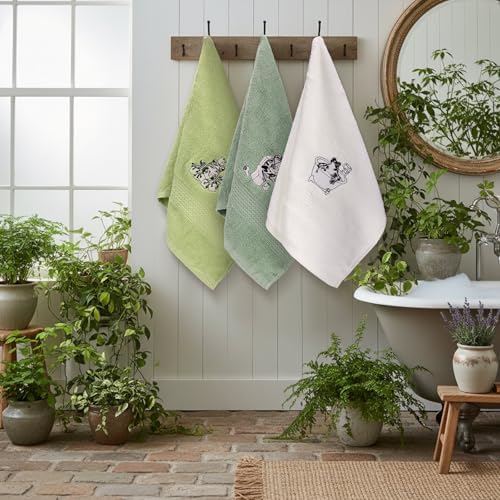Breling 3 Pcs Frog Hand Towels for Bathroom 100% Cotton Embroidered