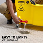Rubbermaid Commercial Products Tandem Mop Bucket, Drain, Yellow, 31-Quart