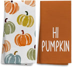 OHSUL Fall Colorful Pumpkin Kitchen Dish Towels Dishcloth 16x24 Set of 2 by OHSUL