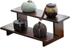 2 Tier Wood Desktop Ladder Storage Rack, Bamboo Wooden Storage Shelf by Unknown