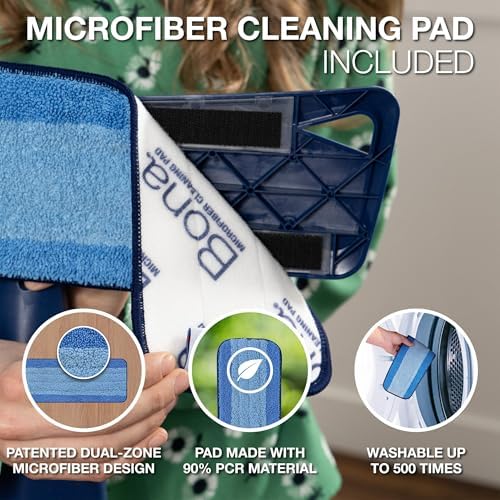 Bona Hardwood Floor Premium Spray Mop - Includes Wood Floor Cleaning Concentrate and Machine Washable Microfiber Cleaning Pad - Dual Zone Cleaning Design for Faster Cleanup