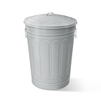 Plexon Round Trash Can 13 Gallon, Vintage Metal Outdoor Trash Can by Plexon