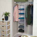 Household Essentials 6‑Shelf Hanging Closet Organizer in Soft Blended Canvas with Durable Plastic Shelving and Dual Wire Hooks, Cream