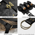 Alchemist Belt Pouch Potion Bottle Waist Bag Steampunk Phone Holder Medieval Leather Belt for Renaissance Cosplay Costume Accessories Christmas Gifts (3Bottles-Black)