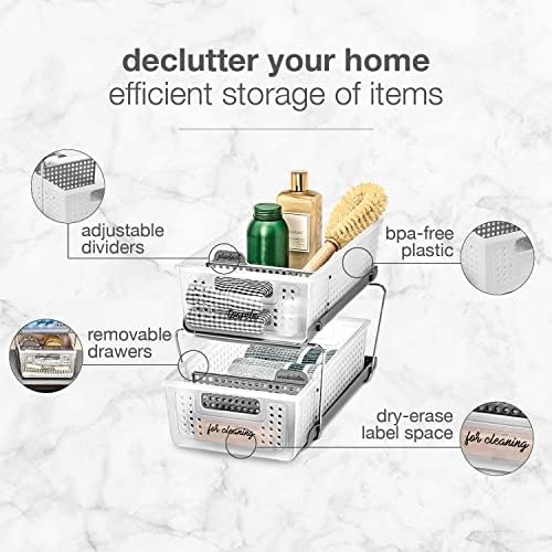 madesmart Two Tier Organizer with Dividers, Frost