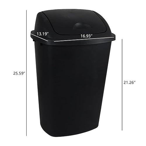 13 Gallon Garbage Can with Swing Lid, Plastic Kitchen Trash Can, 4 Pack - Image 2