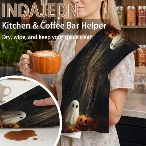 Halloween Ghost Pumpkin Hand Towels, Ghost Halloween Dish Tea Towels for Kitchen Decor, Fall Pumpkin Bathroom Decor, 16x24 Inch - Image 4