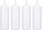 Condiment Squeeze Bottles Ketchup Dispenser, 4 Pack 12oz Squeeze Bottles by Katfort