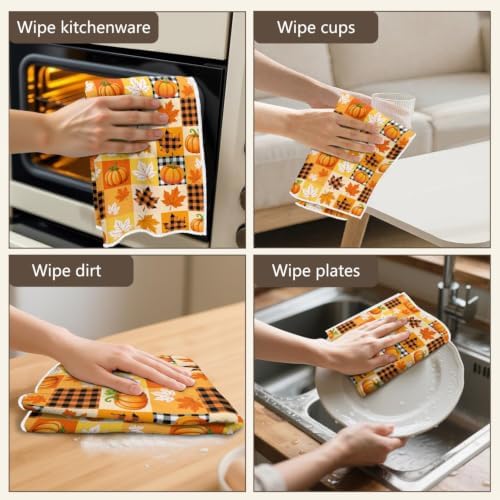 Microfiber Fall Pumpkin Thanksgiving Kitchen Towels, Set of 2 - Image 4