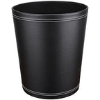 Pu Leather Trash Can, 2.6 Gallon Black Bathroom Trash Can, Small Office Garbage - Image 2