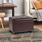 Leather Storage Ottoman Bench Foot Rest Stool - Image 5
