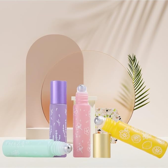 10 Pcs Pink Glass Essential Oil Roller Bottles, 10ml Refillable Roll-on Bottles - Image 4