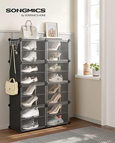 SONGMICS Shoe Rack, 8-Tier with Doors, 32-Pair Storage Cabinet