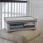 Household Essentials 514 Vision Storage Box - Natural Canvas with Brown Trim - Large