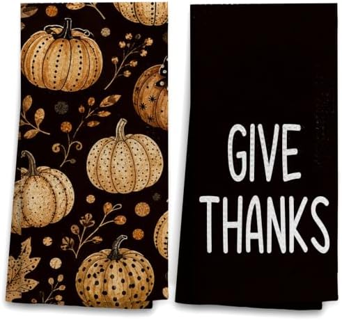 OHSUL Moody Fall Pumpkin Kitchen Dish Towels Dishcloth 16x24 Inch Set of 2 by OHSUL