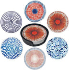 Mid Century Coasters Leather Round Drink Coasters 6 Pcs Set with Holderor for Cup Drink Coffee Table Bar Home Decor