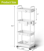 4 Tier Rolling Cart Organizer, Art Craft Diaper Bedside Snack Laundry Room - Image 3