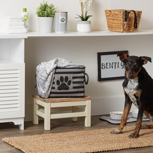 Bone Dry Pet Storage Collection Striped Paw Patch Bin, Black, Small Rectangle