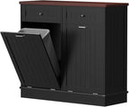 Betterhood Tilt Out Trash Cabinet 10 Gallon Wooden Free Standing Laundry Sorter - Image 9