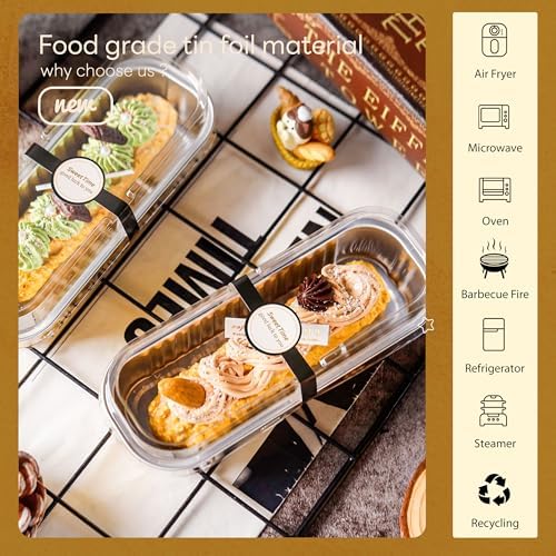 NPLUX Halloween Mini Loaf Pans, 6.8oz 50 Pack Gold for Home Bakers