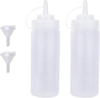 Squeeze Bottles for Sauces 2 Pack, Ketchup Bottle 12 Ounce Plastic Dressing by Katfort