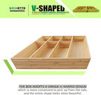 V-Shaped Extra Large Bamboo Drawer Organizer Set of 2, Kitchen Cutlery Tray - Image 3