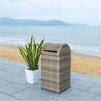 Safavieh Outdoor Collection Serapis Grey Wicker Trash Bin - Image 5