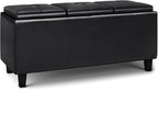 SIMPLIHOME Avalon 42 inch Wide Contemporary Rectangle Tray Storage Ottoman by SimpliHome