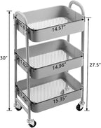 AGTEK Makeup Cart, Movable Rolling Organizer Cart, 3 Tier Metal Utility Cart - Image 5