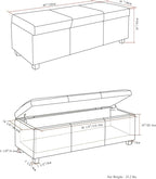 SIMPLIHOME Avalon 48 inch Wide Contemporary Rectangle Storage Ottoman Bench in - Image 3