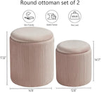 Round Set of 2 Ottoman with Storage-Upholstered Velvet Vanity Stool - Image 3