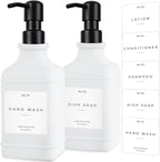 Emerson Essentials Glass Soap Dispenser Set – 16 oz 2-Pack – Refillable Dish & by Emerson+Essentials