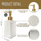 Gold Soap Dispenser for Bathroom, Retro White Square Lotion Dispenser, - Image 6