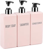 Segbeauty 16.9oz Shower Bottles Refillable, 3 Pack of Shampoo and Conditioner by Segbeauty