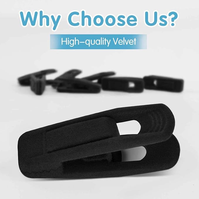 Black Velvet Hangers Clips 20 PCS, Non-Slip Velvet Clips - Image 2